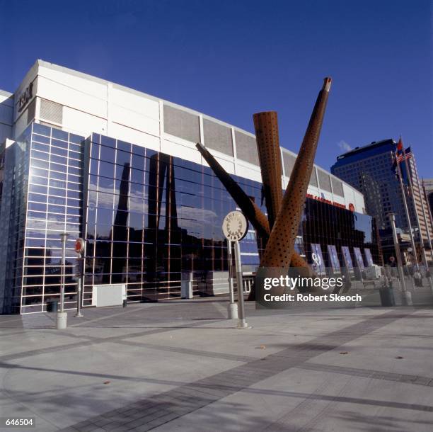 General exterior view of the Air Canada Centre in Toronto, Canada during the game between the Toronto Raptors and the Detroit Pistons. The Pistons...