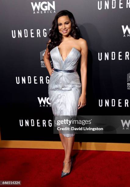 Actress Jurnee Smollett-Bell attends the premiere of WGN America's "Underground" Season 2 at Westwood Village on February 28, 2017 in Los Angeles,...