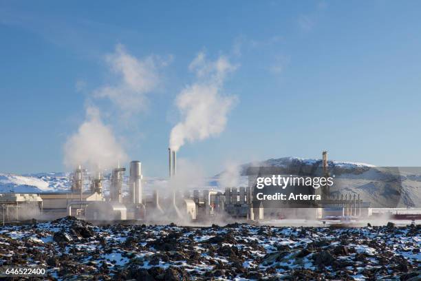 The Svartsengi Power Station, geothermal power plant in the Svartsengi geothermal field near Grindavik, Iceland.