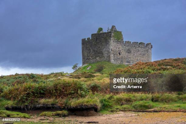Castle Tioram on the tidal island Eilean Tioram in Loch Moidart, Lochaber, Scottish Highlands, Scotland.