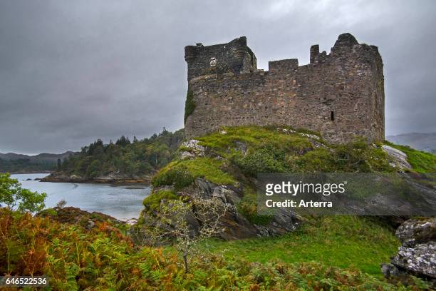 Castle Tioram on the tidal island Eilean Tioram in Loch Moidart, Lochaber, Scottish Highlands, Scotland.