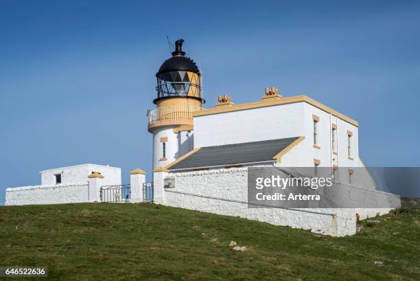 The Stoer Head Lighthouse at the Point of Stoer in Sutherland, Scottish Highlands, Scotland, UK.