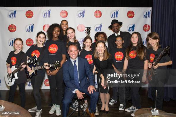 Students pose with Sir the Baptist, Kurt Jones, Anne Gray, and Nick Colionne at Chicago Public School Announces Music Program Expansion With Little...