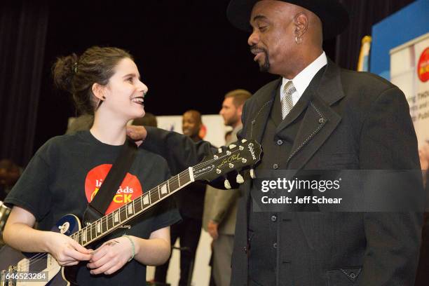 Student and Nick Colionne speak at Chicago Public School Announces Music Program Expansion With Little Kids Rock at Franklin Fine Arts Center...