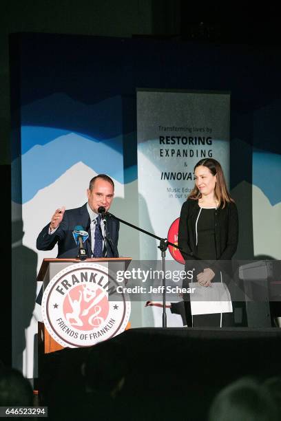 Kurt Jones and Anne Gray speak at Chicago Public School Announces Music Program Expansion With Little Kids Rock at Franklin Fine Arts Center...