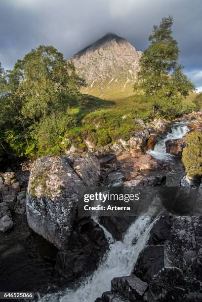 The Scottish mountain Buachaille Etive Mor in Glen Etive in the Highlands of Scotland, UK.