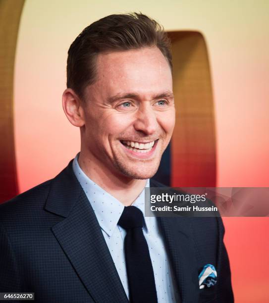 Tom Hiddleston attends the European premiere Of "Kong: Skull Island" on February 28, 2017 in London, United Kingdom.