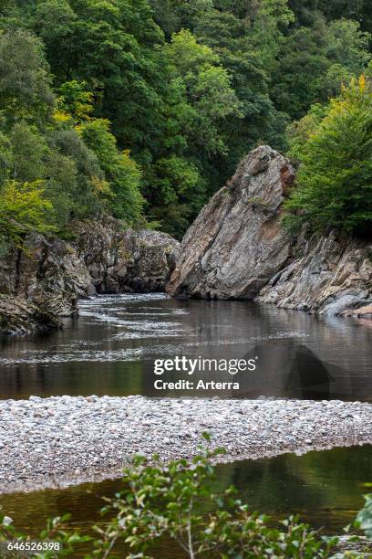 Soldier's Leap, historic spot along the River Garry at the Pass of Killiecrankie, Scotland, UK.