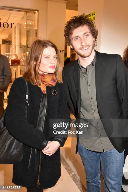 Actress Melanie Thierry and Baptiste Lecaplain attend the "Entendu Au Bon Marche" : Loic Prigent Book Launch Cocktail Fest Noz at Bon Marche on...