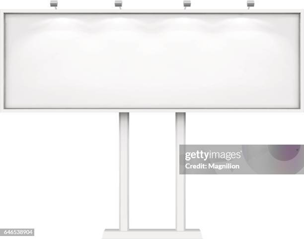 long white billboard with lighting - billboard stock illustrations