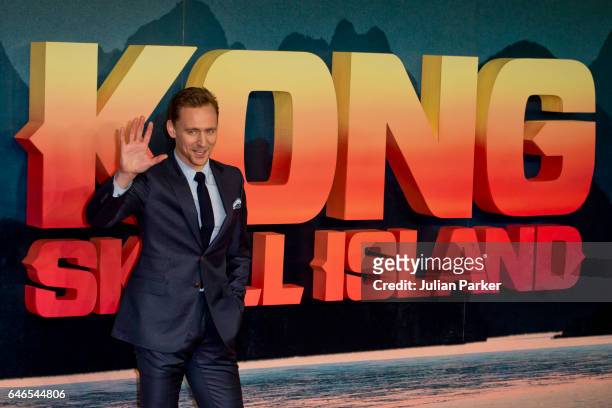 Tom Hiddleston attends the European premiere of 'Kong: Skull Island' at the Cineworld Empire Leicester Square on February 28, 2017 in London, United...