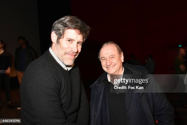 Jalil Lespert and Patrick Braoude attend the Mobile Film Festival 2017" : Award Ceremony At MK2 Bibliotheque on February 28, 2017 in Paris, France.