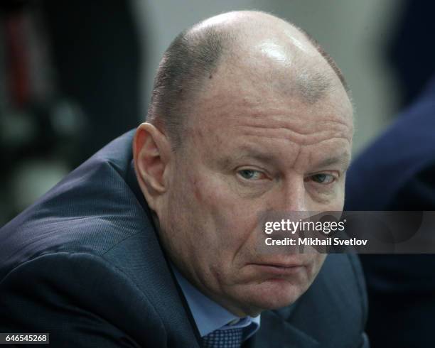 Russian billionaire and businessman Vladimir Potanin attends the meeting on sport development in the region on March 1, 2017 Krasnoyarsk, Russia....