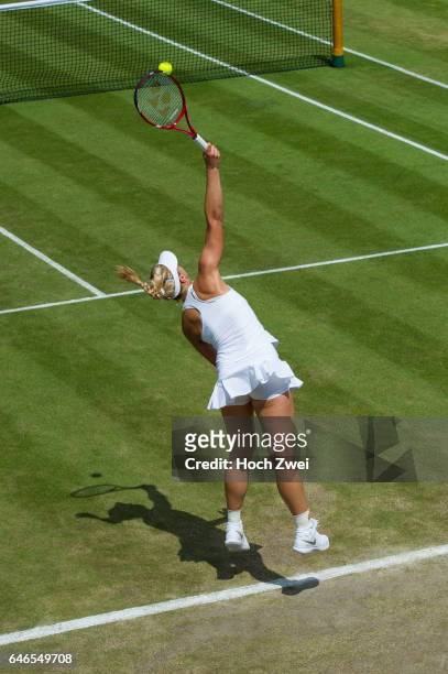 Wimbledon Championship 2014, Sabine Lisicki of Germany during her Ladies' Singles fourth round match against Yaroslava Shvedova of Kazakhstan on day...