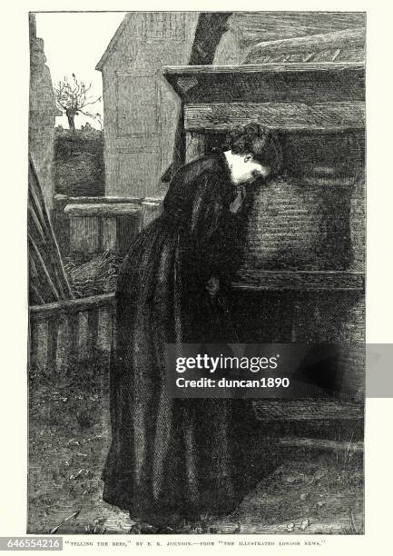 telling the bees - hive stock illustrations
