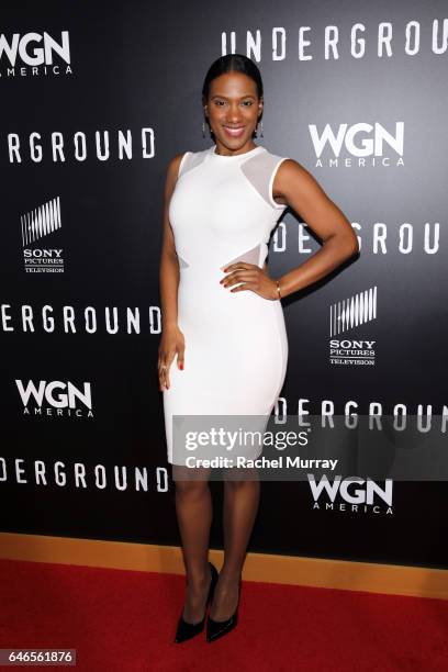 Actress Vicky Jeudy attends WGN America's "Underground" Season Two Premiere Screening at Regency Village Theatre on March 1, 2017 in Westwood,...