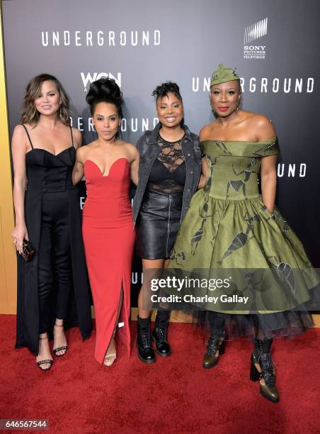 Model Chrissy Teigen, actress Amirah Vann, executive producer/co-creator Misha Green and actor Aisha Hinds attend WGN America's "Underground" Season...