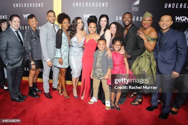 Cast of "Underground" attend WGN America's "Underground" Season Two Premiere Screening at Regency Village Theatre on March 1, 2017 in Westwood,...