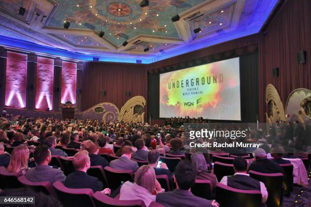 View of the theatre during WGN America's "Underground" Season Two Premiere Screening at Regency Village Theatre on March 1, 2017 in Westwood,...