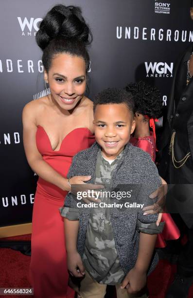Actors Amirah Vahn and Maceo Smedley attend WGN America's "Underground" Season Two Premiere Screening at Regency Village Theatre on March 1, 2017 in...