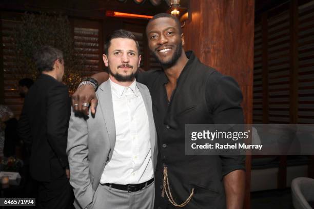 Actors Michael Trotter and Aldis Hodge attend the after party for WGN Americas Underground Season Two Premiere Screening at Baltaire Restaurant on...
