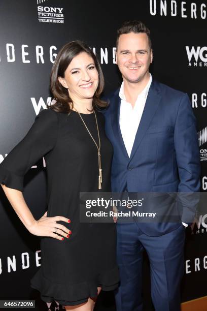 Executive producers Tory Tunnell and Joby Harold attend WGN America's "Underground" Season Two Premiere Screening at Regency Village Theatre on March...