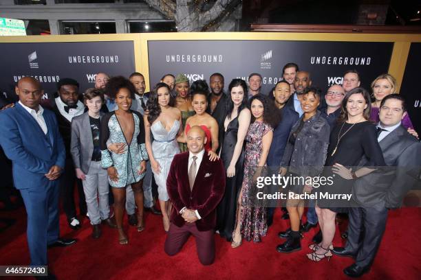 Cast of 'Underground' attend WGN America's "Underground" Season Two Premiere Screening at Regency Village Theatre on February 28, 2017 in Westwood,...