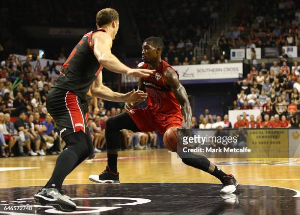 Casey Prather of the Wildcats in action during game two of the NBL Grand Final series between the Perth Wildcats and the Illawarra Hawks at WIN...