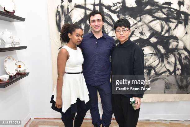 Sharina Gordon, Yves-Olivier Mandereau and Kat JK Lee attend Spring Break Art Fair 2017 Vernissage at 4 Times Square on February 28, 2017 in New York...