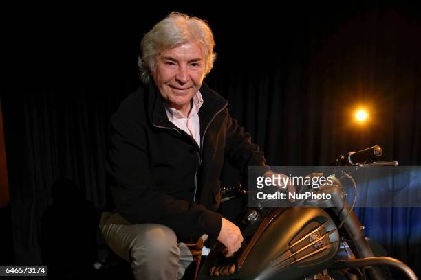 Angel Nieto attends the presentation &quot;the motorcycle of Logan, tribute to lobezno&quot; in Madrid. On February 28, 2017 in Madrid, Spain.