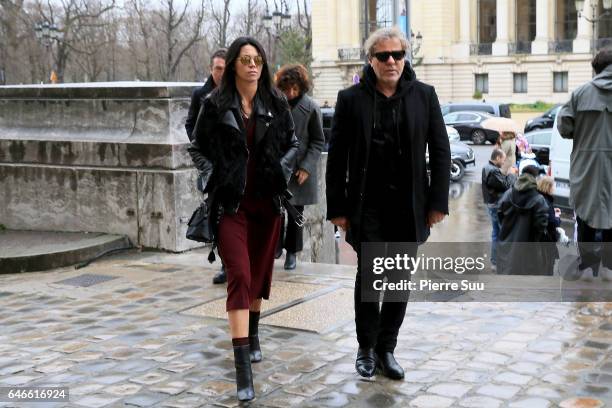 Renzo Rosso and his wife Alessia arrive at the Maison Margiela show as part of the Paris Fashion Week Womenswear Fall/Winter 2017/2018 on March 1,...