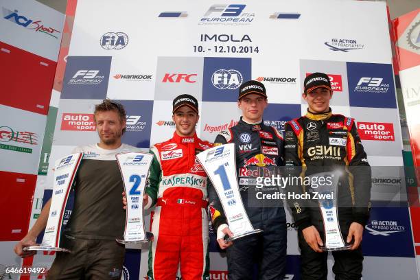 Prize giving ceremony, 25 Antonio Fuoco , 30 Max Verstappen , 2 Esteban Ocon , FIA Formula 3 European Championship, round 10, race 3, Imola - 10. -...