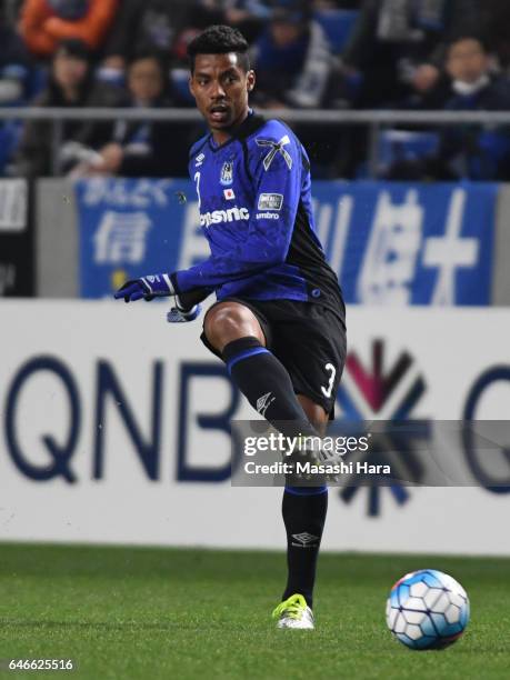 Fabio Da Silva of Gamba Osaka in action during the AFC Champions League Group H match between Gamba Osaka and Jeju United FC at the Suita City...