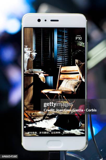 Huawei display the new Huawei P10 during the Mobile World Congress, on February 28, 2017 in Barcelona, Spain.