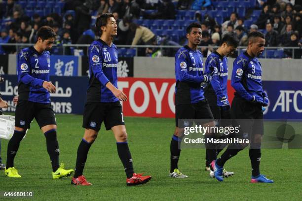 Players of Gamba Osaka look on after the AFC Champions League Group H match between Gamba Osaka and Jeju United FC at the Suita City Football Stadium...