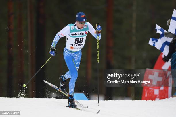 Matti Heikkinen of Finland competes in the Men's 15KM Cross Country during the FIS Nordic World Ski Championships on March 1, 2017 in Lahti, Finland.