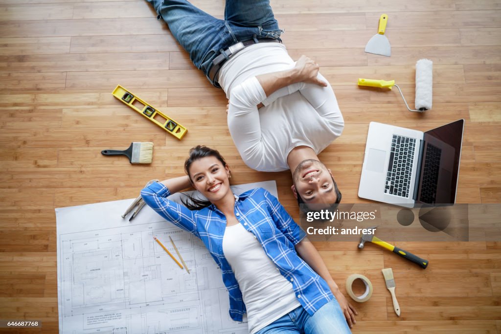Couple working on a housing project