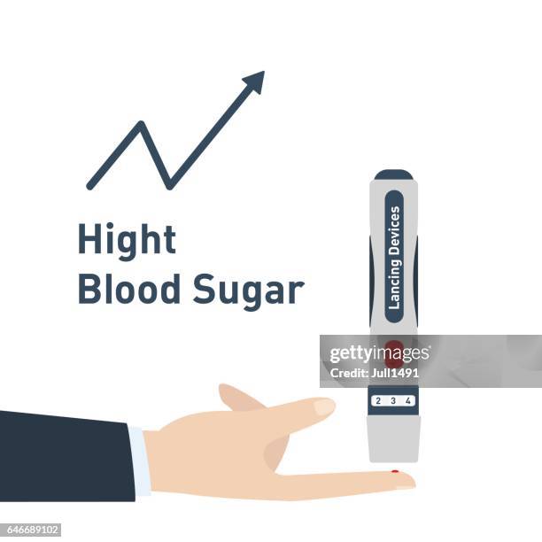 hight blood sugar. automatic lancet - piercing stock illustrations