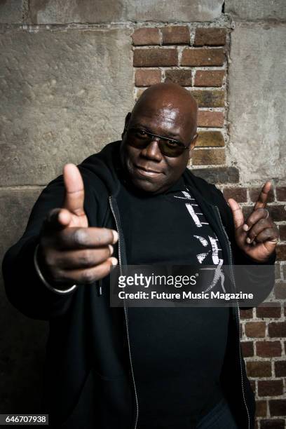 British dance music producer and DJ Carl Cox performing live at Tobacco Dock in London, on April 2, 2016.