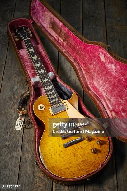 Vintage Gibson Les Paul '59 electric guitar nicknamed 'The Beast, belonging to English rock guitarist Bernie Marsden, taken on May 20, 2016.