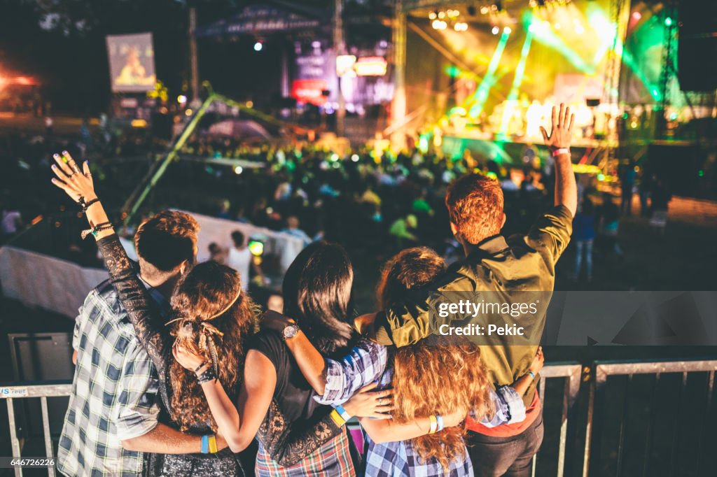 Cheering on their favourite band