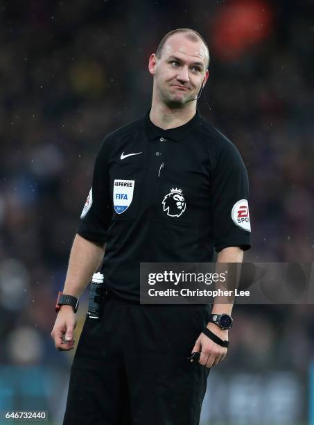 Referee Robert Madley during the Premier League match between Crystal Palace and Middlesbrough at Selhurst Park on February 25, 2017 in London,...