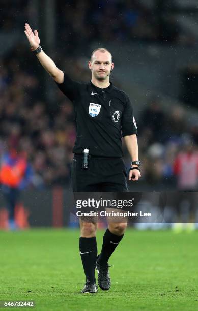 Referee Robert Madley during the Premier League match between Crystal Palace and Middlesbrough at Selhurst Park on February 25, 2017 in London,...
