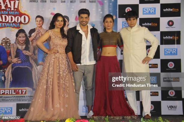 Bollywood actors Akshara Haasan, Gurmeet Choudhary, Kavita Verma and Vivaan Shah during a trailer launch of movie 'Laali Ki Shaadi Mein Laddoo...