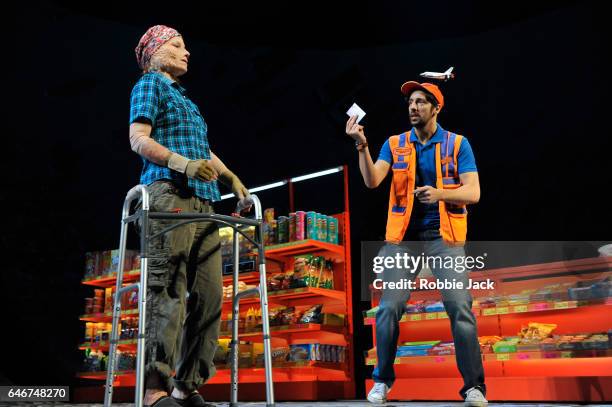 Kate Fleetwood as Jess and Ralf Little as Stevie in the National Theatre's production of Lindsey Ferrentino's Ugly Lies the Bone directed by Indhu...