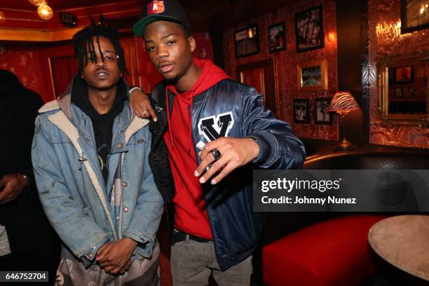 Recording artists Dyme-A-Duzin and STRO attend STRO's 'Grade A Frequencies' Listening Party on February 28, 2017 in New York City.