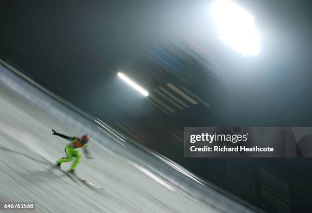 Manuel Fettner of Austria competes in the Men's Ski Jumping HS130 qualification round during the FIS Nordic World Ski Championships on March 1, 2017...