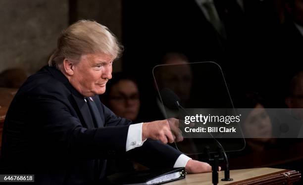 President Donald Trump delivers his address to a joint session of Congress on Tuesday, Feb. 28, 2017.