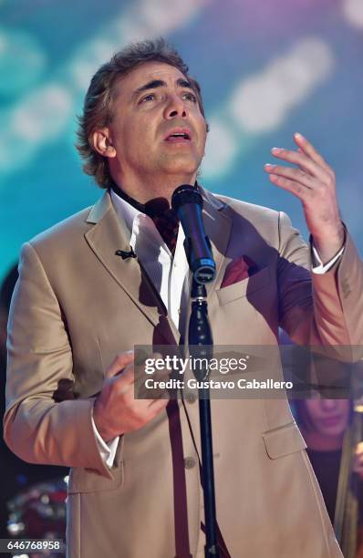 Cristian Castro is seen sings on the set of 'Despierta America' at Univision Studios on March 1, 2017 in Miami, Florida.