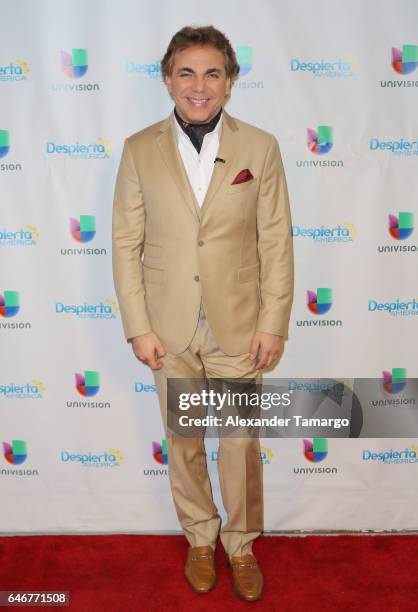 Singer Cristian Castro is seen on the set of 'Despierta America' at Univision Studios on March 1, 2017 in Miami, Florida.